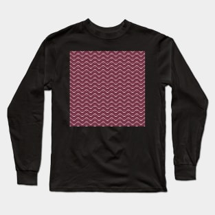 Light and Dark Purple Wavy Lines Pattern Long Sleeve T-Shirt